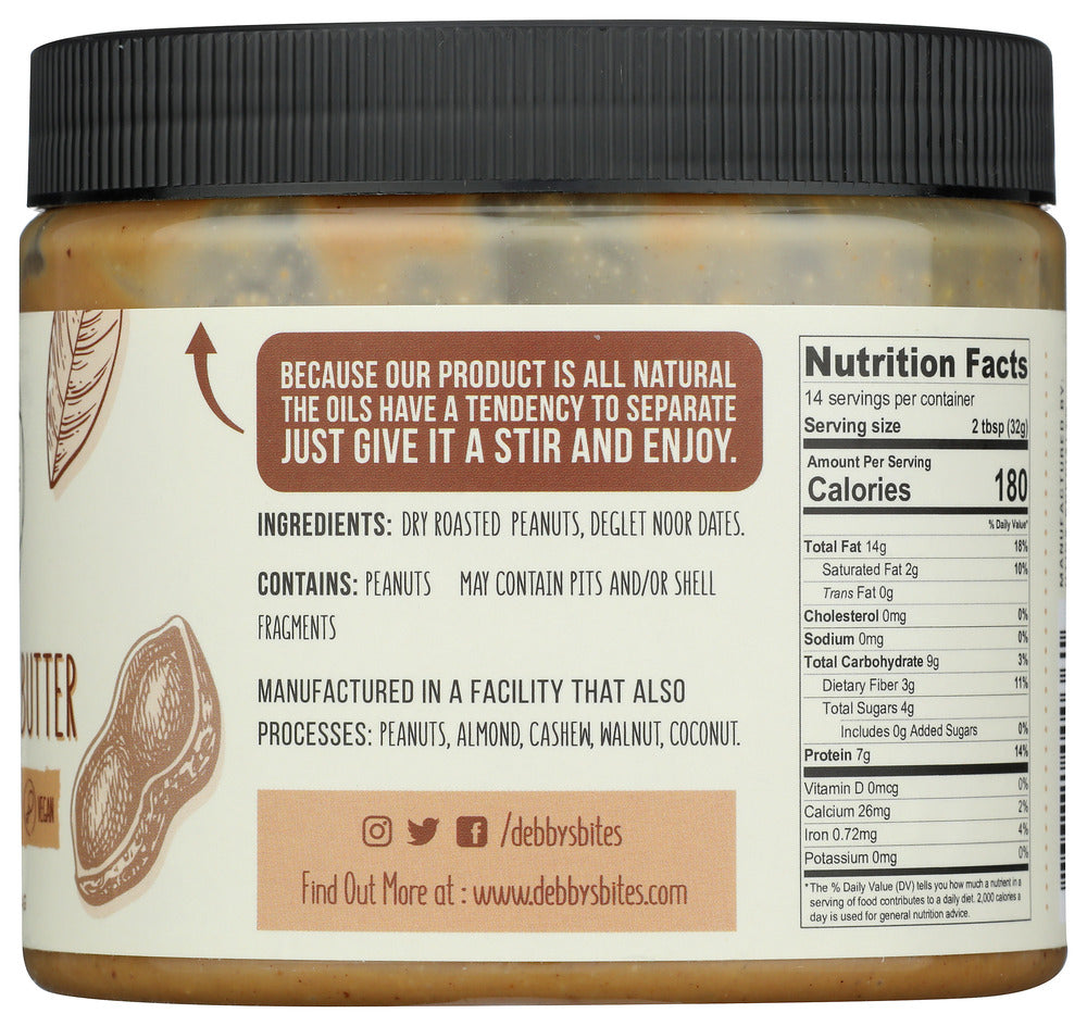 Debbys: Date Peanut Butter, 16 Oz