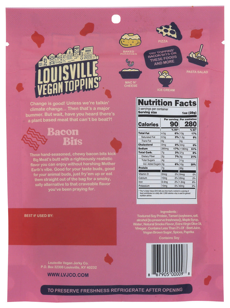 Louisville Vegan Jerky: Bacon Bits Toppins, 3 Oz