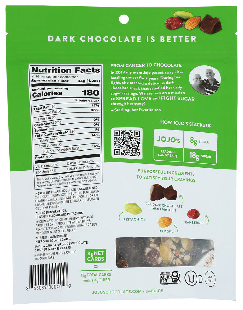 Jojos Chocolate: Choc Drk Bark Bag 7Pc, 8.4 Oz