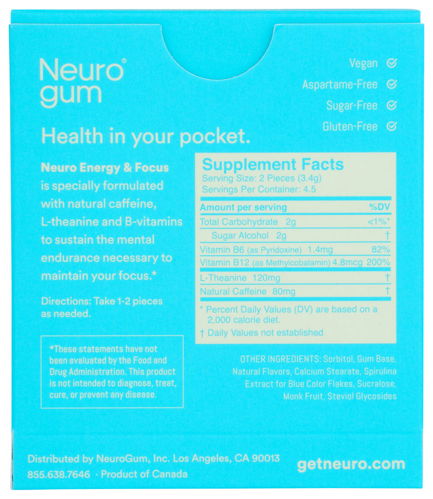 Neuro Gum: Gum Energy Focus Pprmnt, 9 Pc