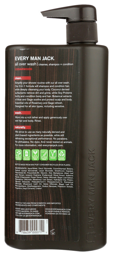 Every Man Jack: Cedarwood 3In1 All Over Wash, 32 Oz