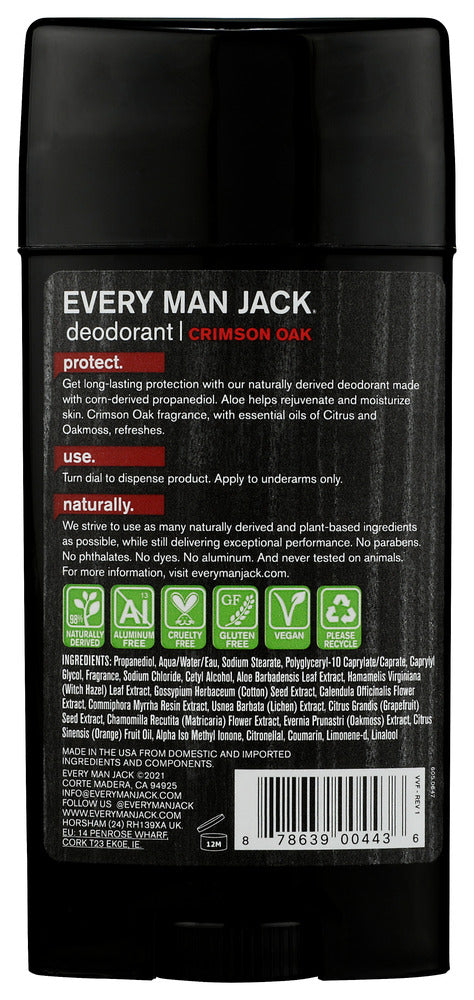 Every Man Jack: Crimson Oak Deodorant Stick, 2.7 Oz