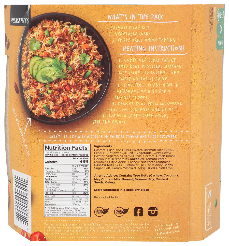 Passage Foods: Butter Masala Veg Curry Bowl, 9.87 Oz