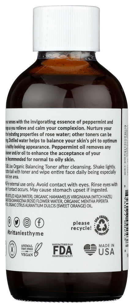 Brittanies Thyme: Balancing Facial Toner, 4 Fo