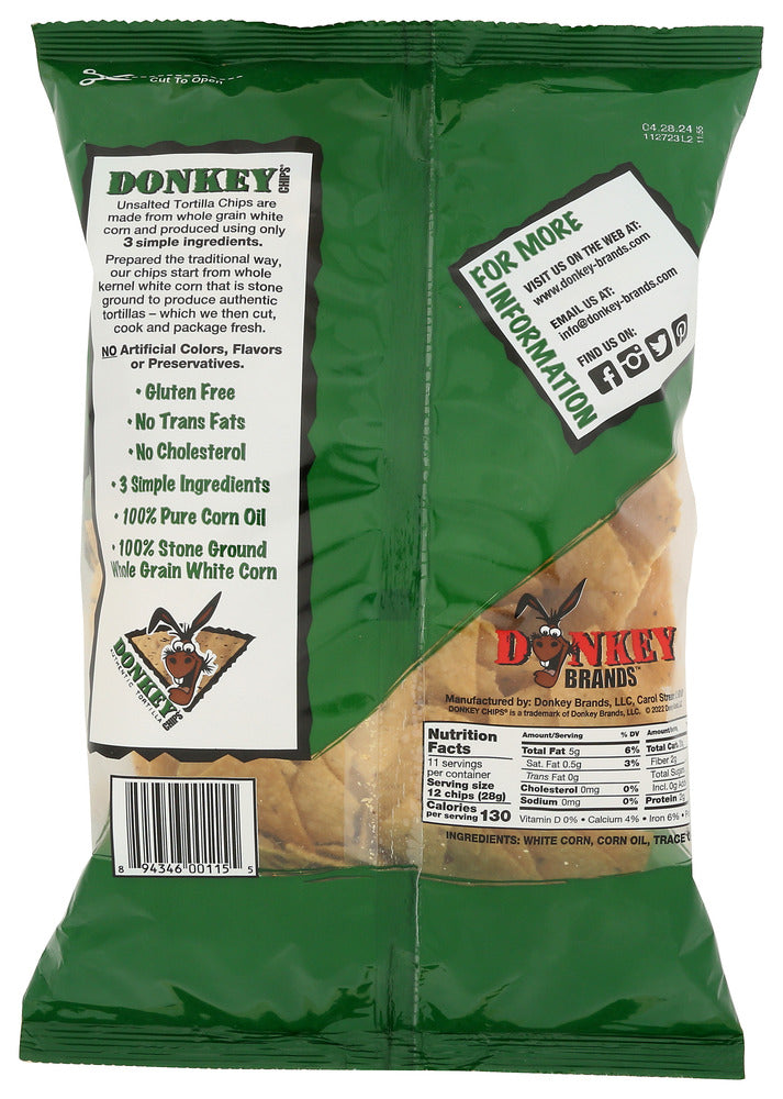 Donkey Chip: Chips Tortilla Unsalted, 11 Oz