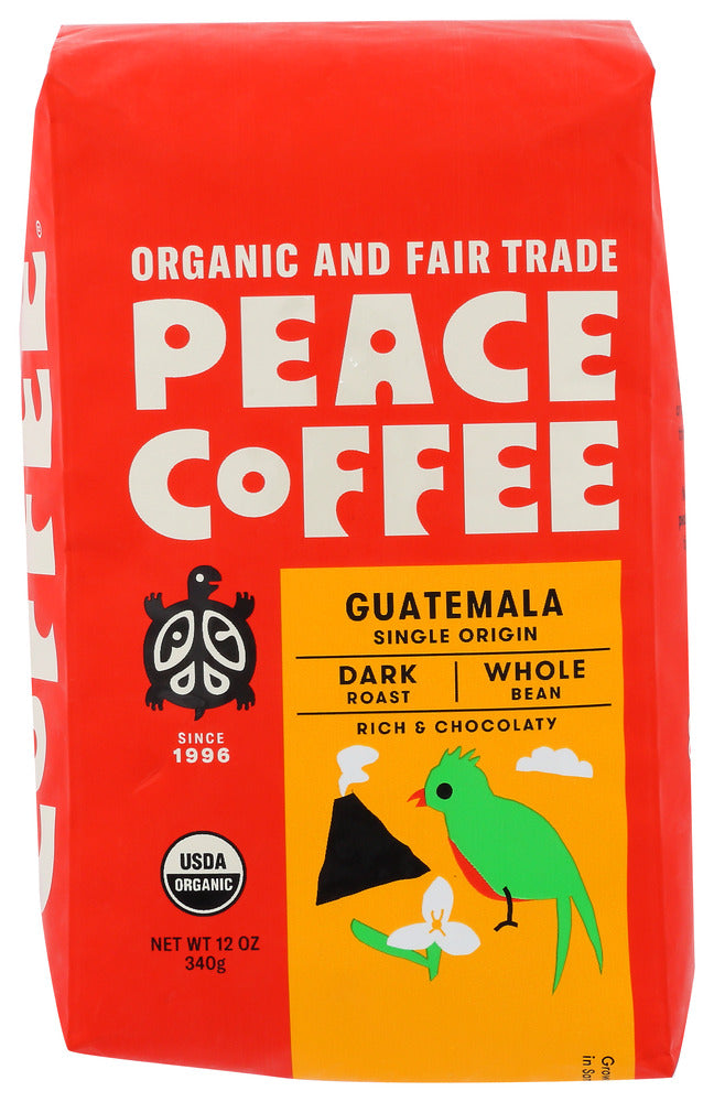 Peace Coffee: Coffee Whole Bean Guatem, 12 Oz