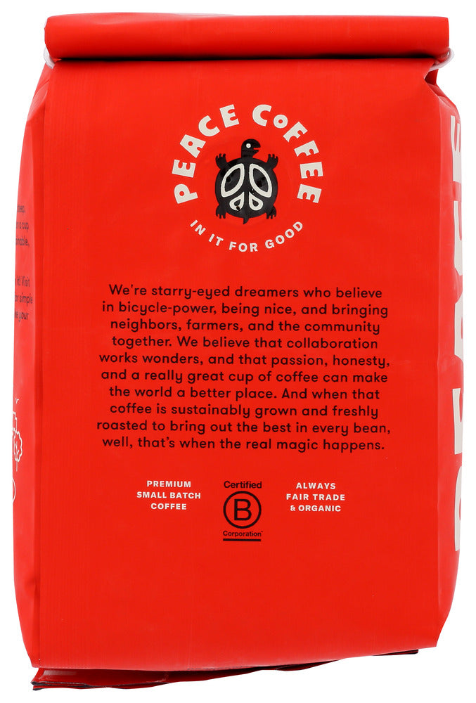 Peace Coffee: Coffee Whole Bean Treehug, 12 Oz