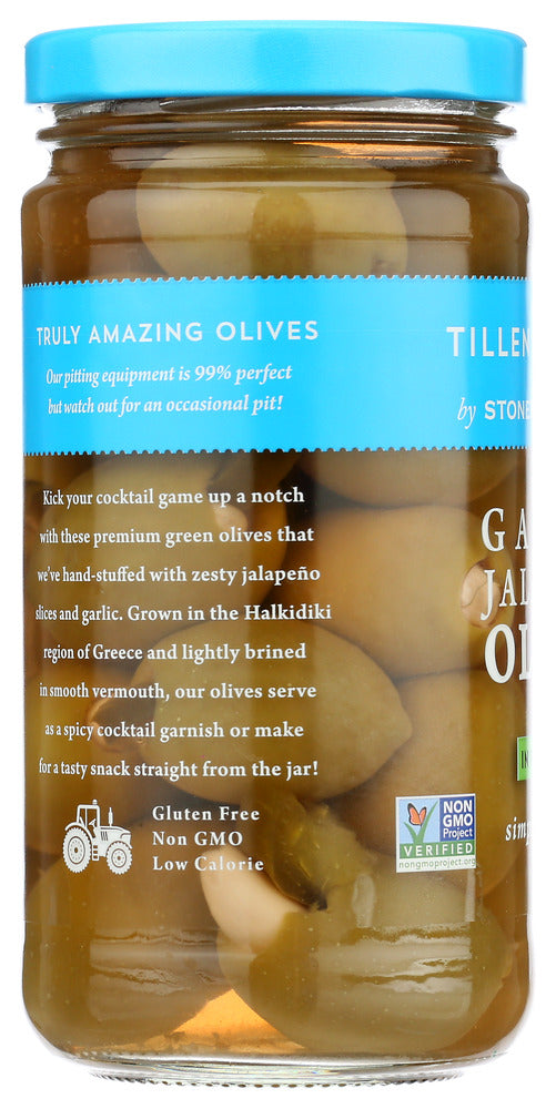 Tillen Farms: Olives Garlic Jalapeno, 12 Oz