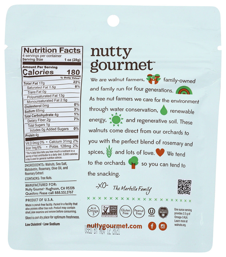 The Nutty Gourmet: Rosemary Walnuts, 4 Oz