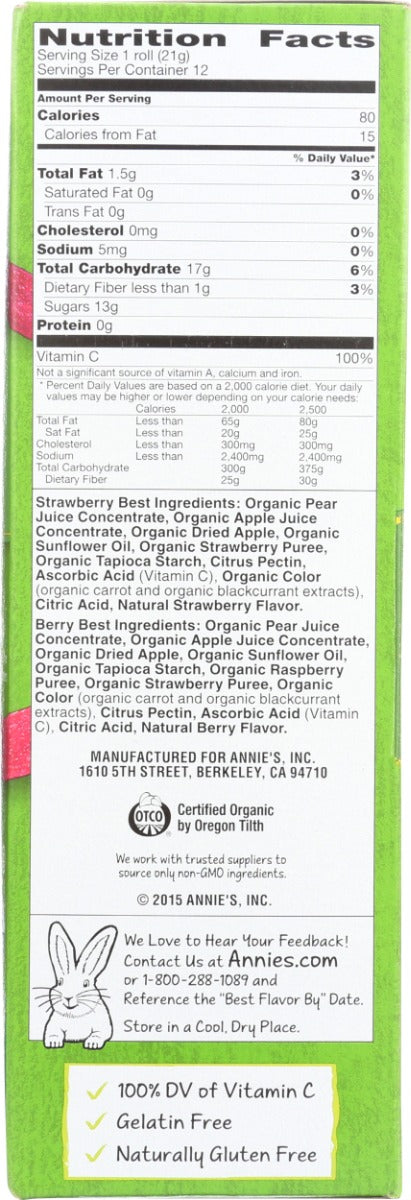 Annies Homegrown: Snack Fruit Frt Tape Bry, 9 Oz