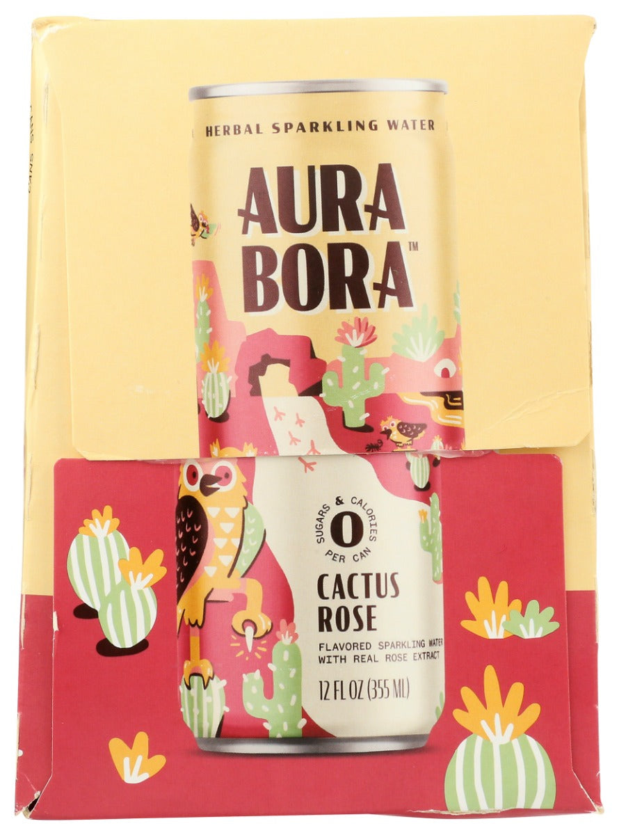 Aura Bora: Cactus Rose Herbal Sparkling Water, 72 Fo