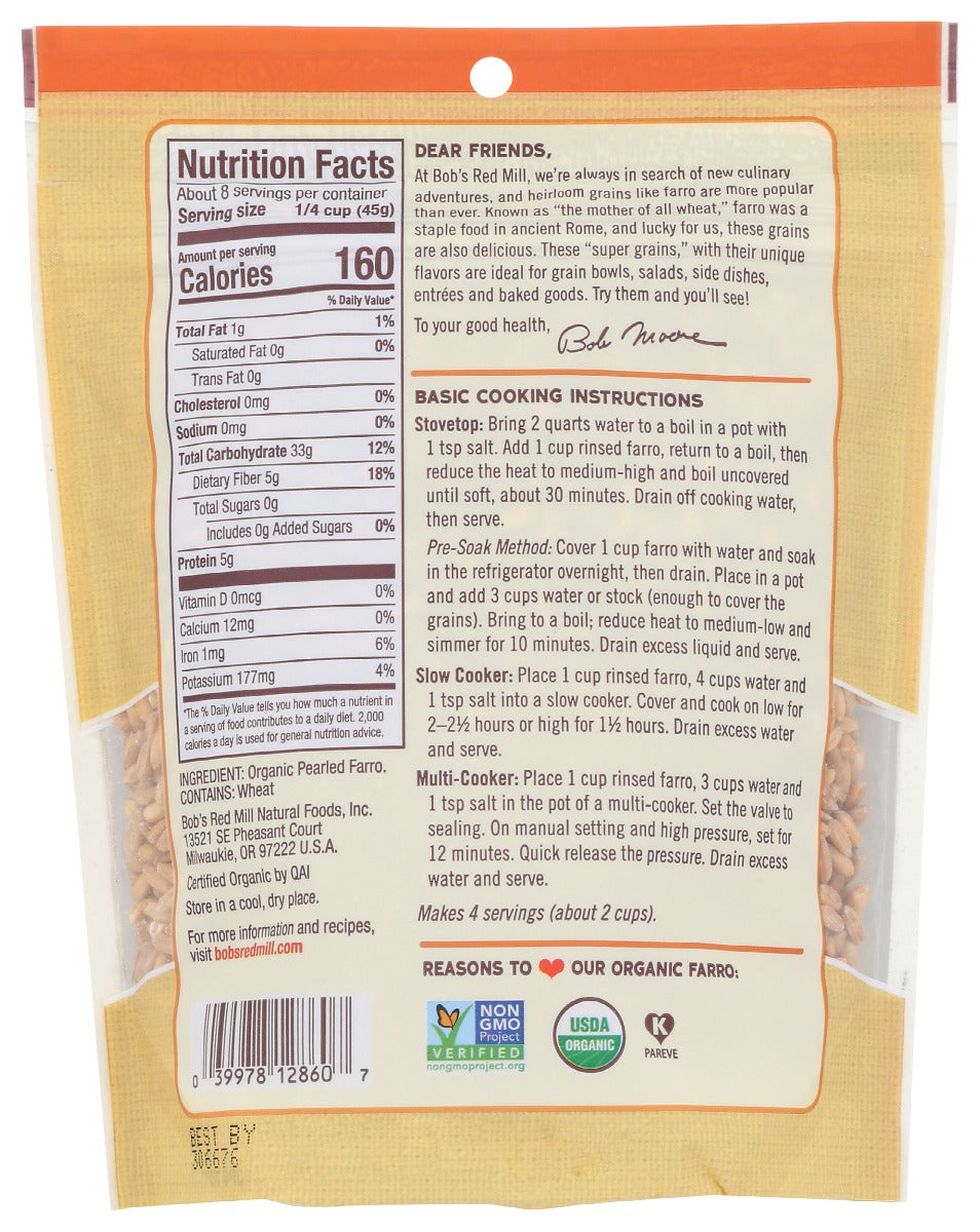 Bobs Red Mill: Organic Farro Grain, 12 Oz