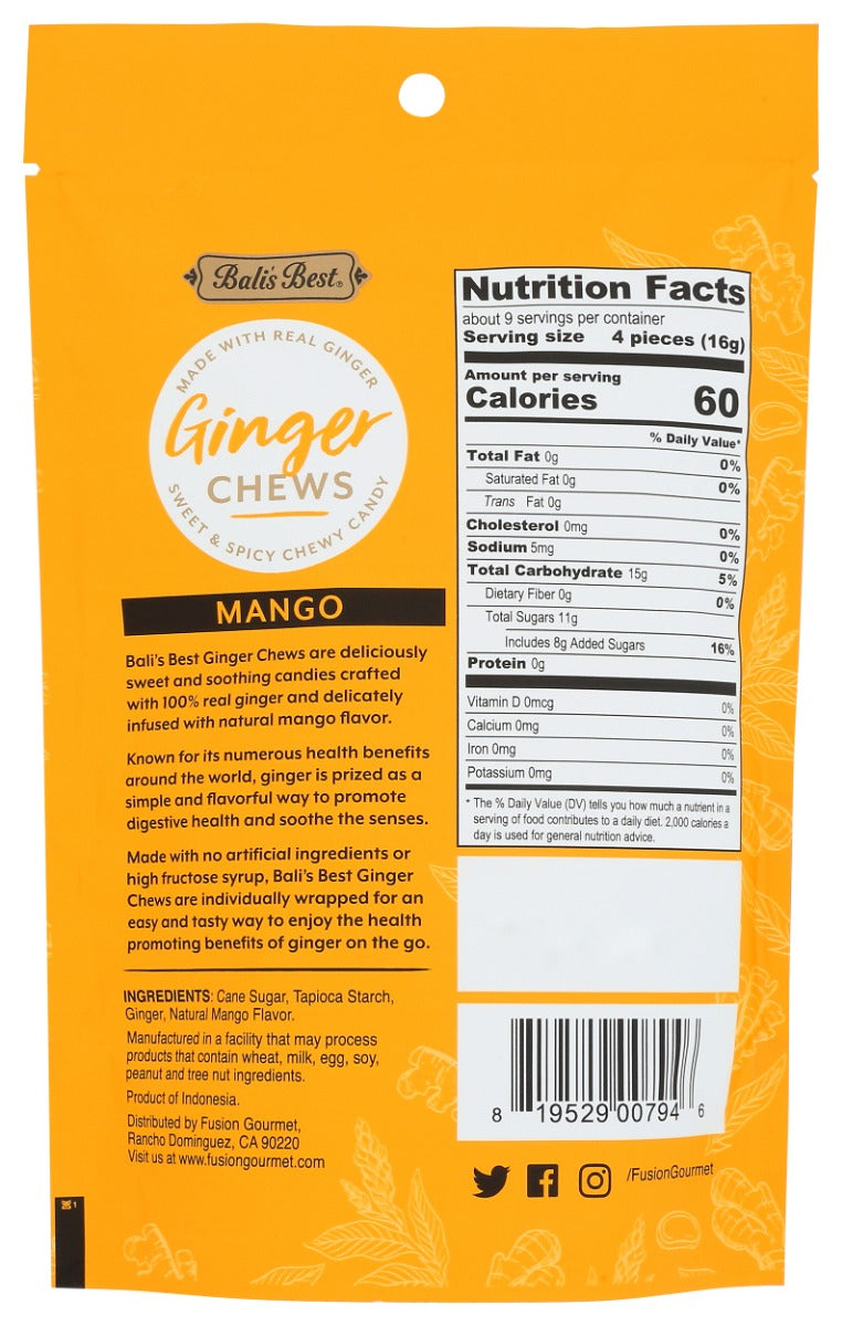 Balis Best: Tropical Mango Ginger Chews, 5.08 Oz