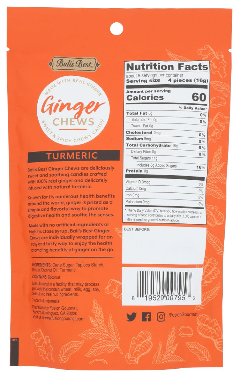 Balis Best: Soothing Turmeric Ginger Chews, 5.08 Oz