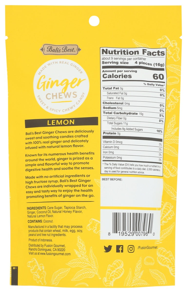 Balis Best: Zesty Lemon Ginger Chews, 5.08 Oz