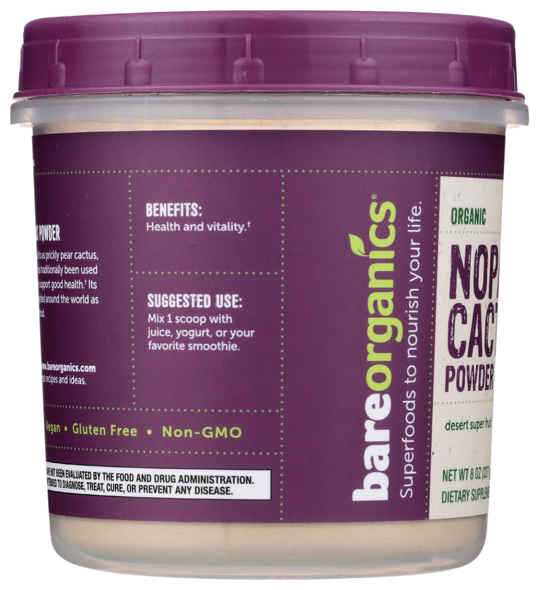 Bareorganics: Nopal Cactus Powder, 8 Oz