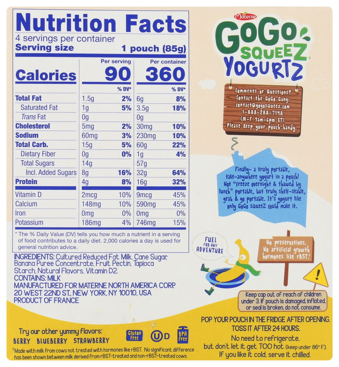 Gogo Squeez: Banana Yogurtz 4Pk, 12 Oz