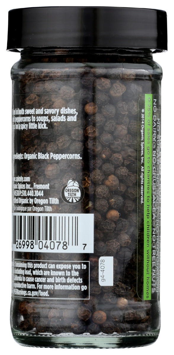 Spicely Organics: Organic Black Peppercorn Jar, 1.7 Oz