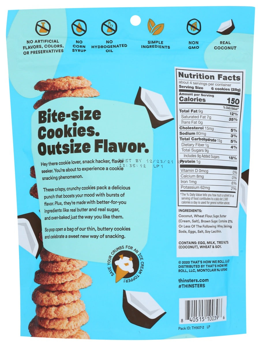 Thinsters: Toasted Coconut Cookie Thins, 4 Oz