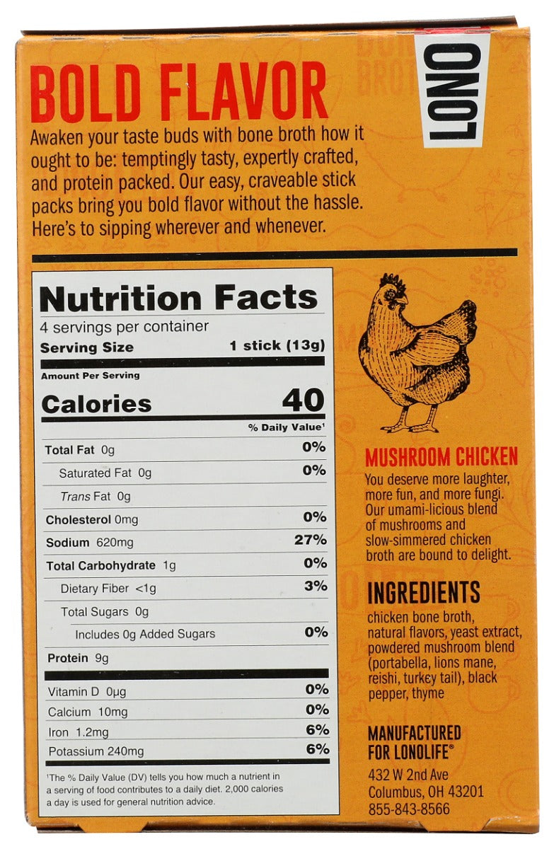 Lonolife: Mushroom Chicken Bone Broth, 4 Pk