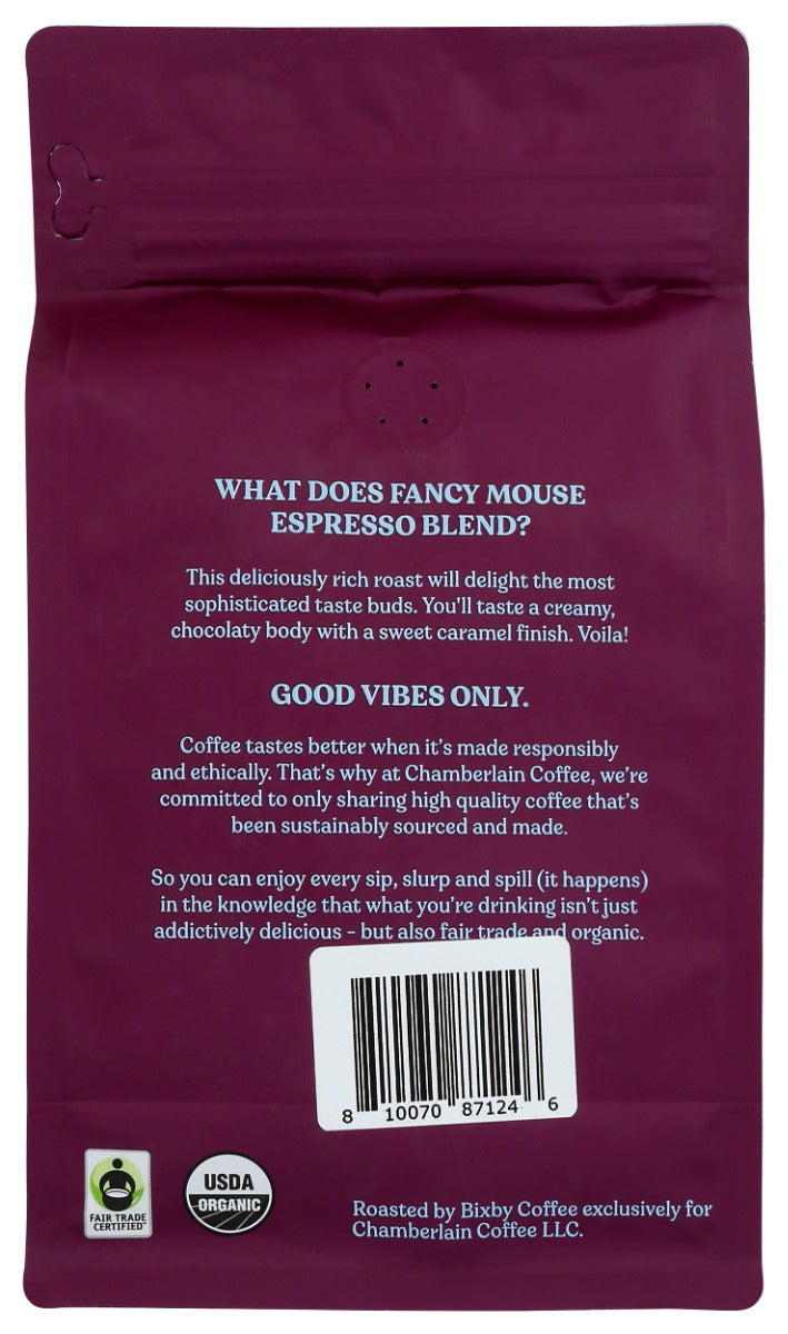 Chamberlain Coffee: Fancy Mouse Espresso Coffee Bag Whole Bean, 12 Oz