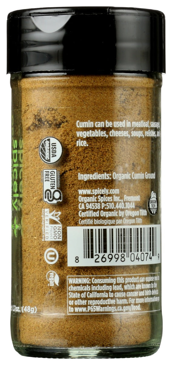 Spicely Organics: Organic Cumin Ground Jar, 1.7 Oz