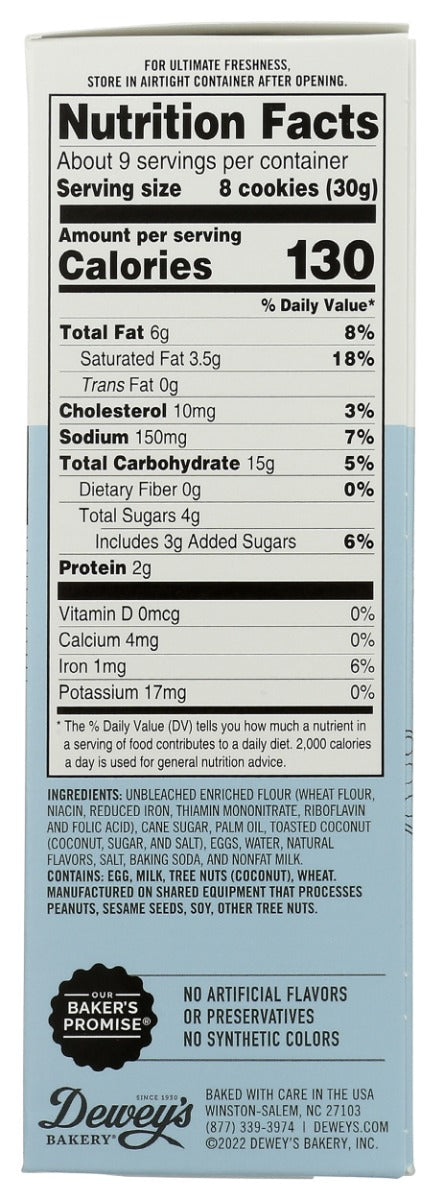 Deweys: Toasted Coconut Cookies, 9 Oz