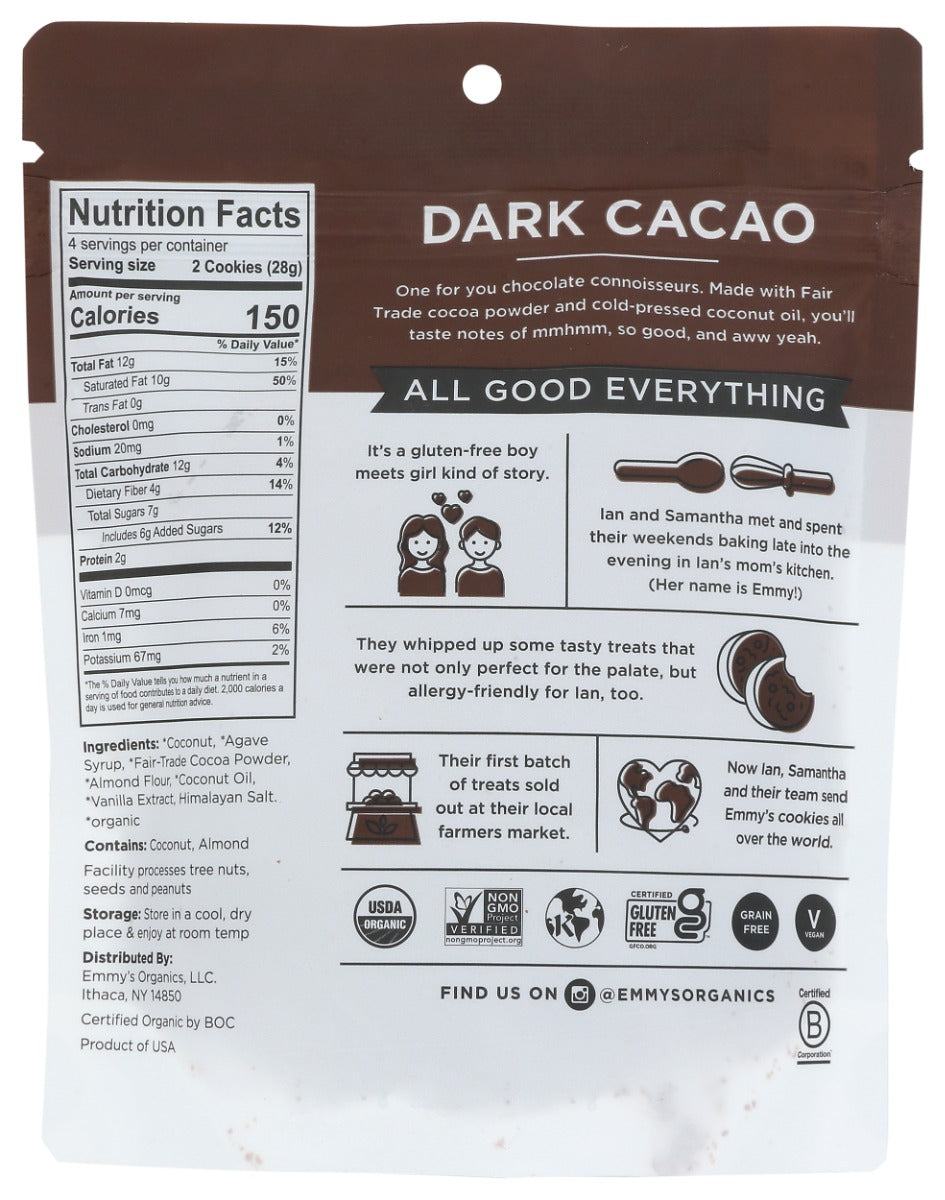 Emmysorg: Dark Cacao Coconut Cookies, 4 Oz