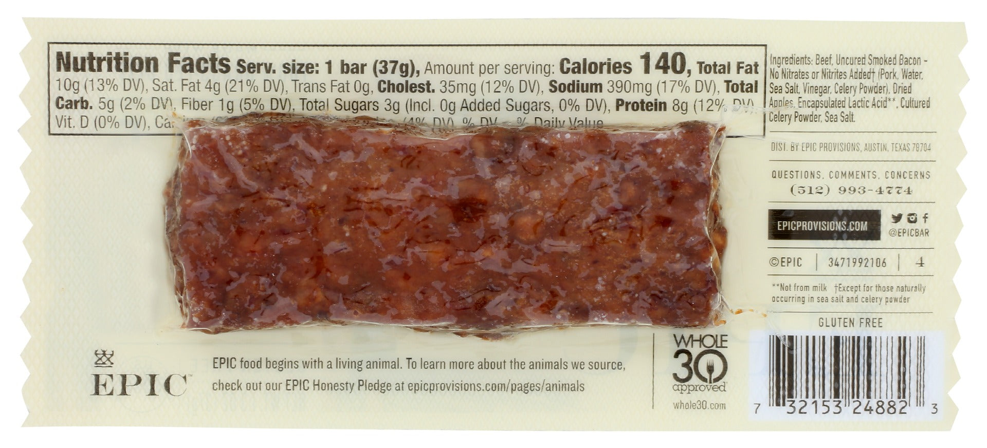 Epic: Beef Apple Bacon Bar, 1.3 Oz