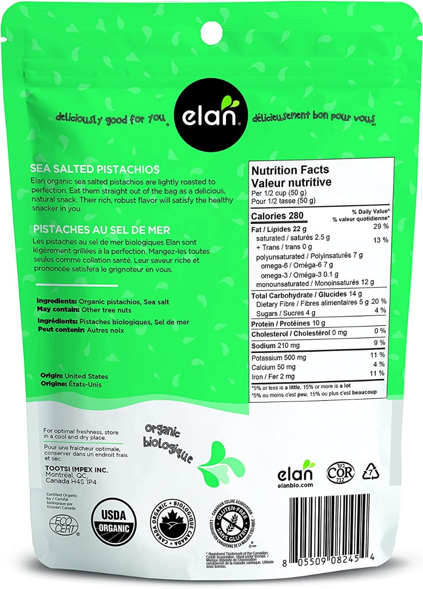 Elan: Organic Sea Salted Pistachios, 5.1 Oz