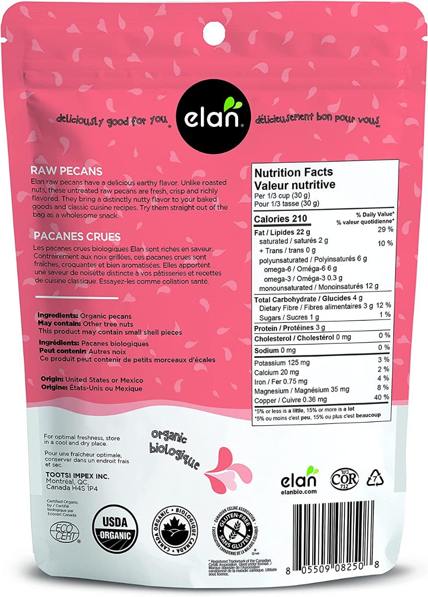 Elan: Organic Raw Pecans, 4.4 Oz