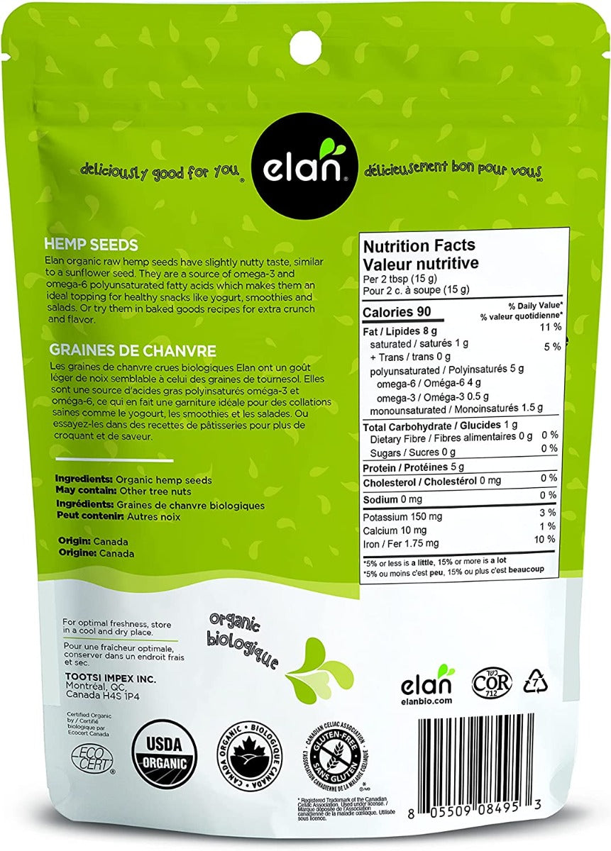 Elan: Elan Organic Raw Hemp Seeds, 5.8 Oz