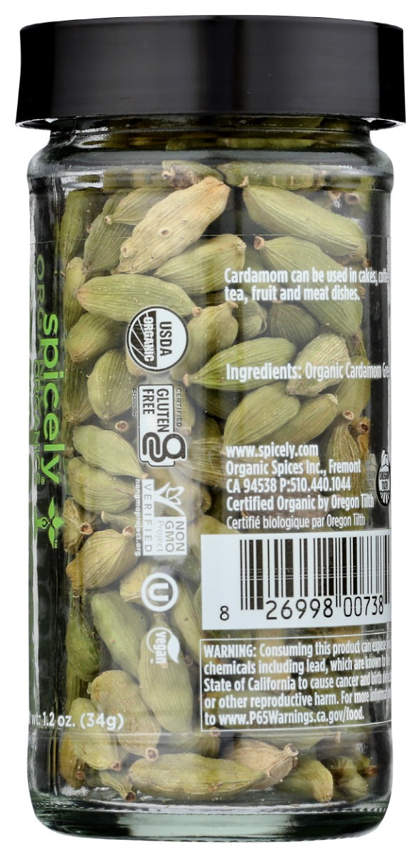 Spicely Organics: Organic Cardamom Pods Green Jar, 1.2 Oz