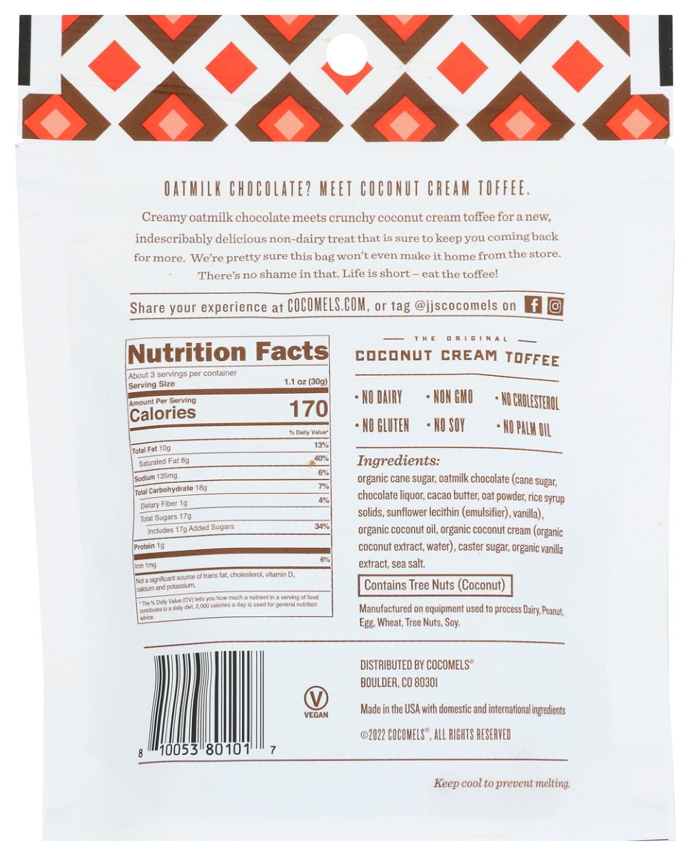 Cocomels: Oatmilk Chocolate Covered Toffee Bark, 3.5 Oz