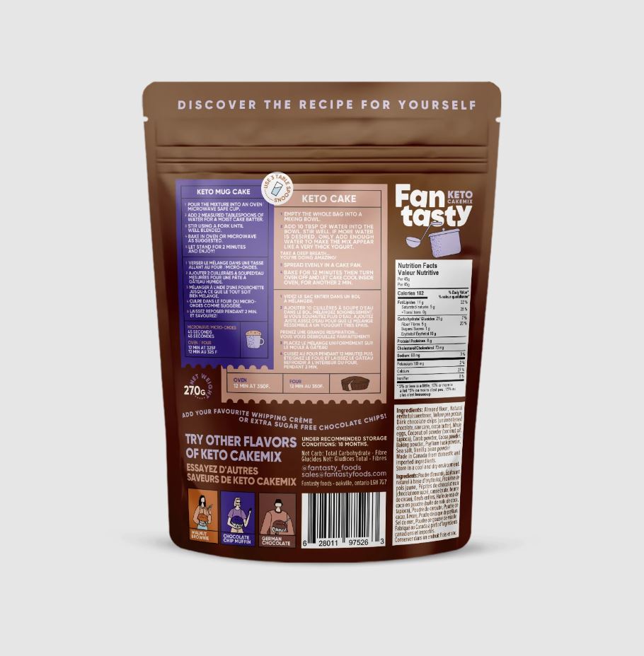 Fan Tasty Food: Chocolate Lovers Keto Cake Mix, 9.52 Oz