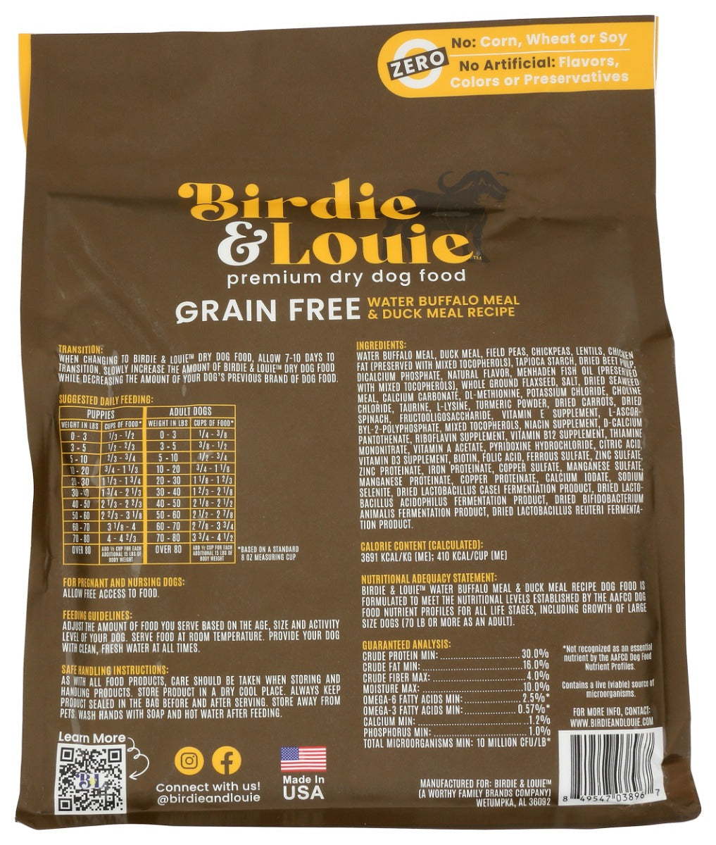 Birdie & Louie: Water Buffalo Meal And Duck Meal Dry Dog Food, 3.5 Lb