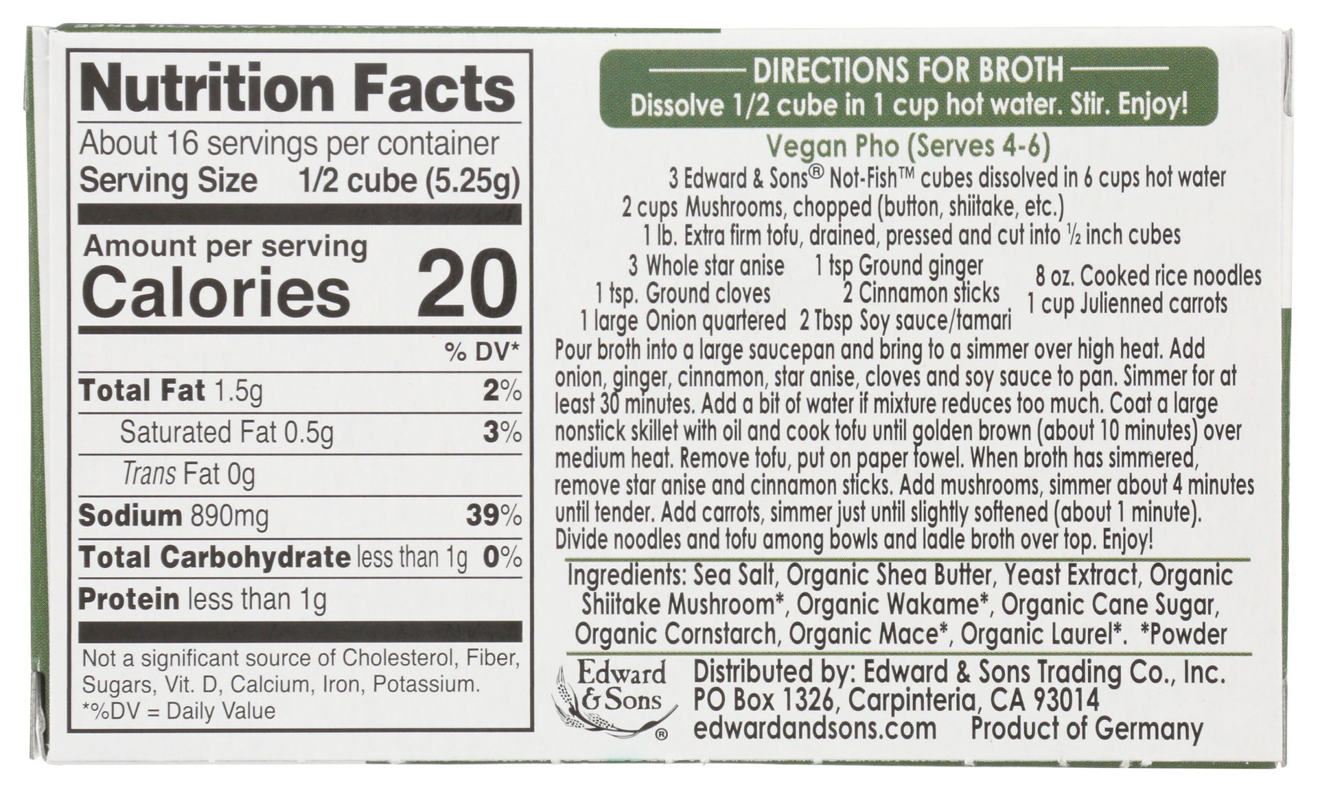 Edward & Sons: Not Fish Bouillon Cubes, 2.9 Oz