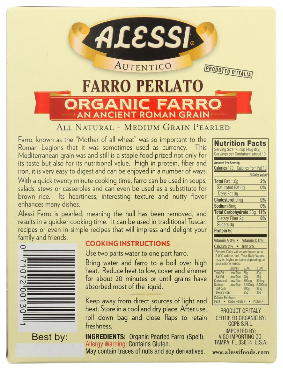 Alessi: Organic Farro, 16 Oz