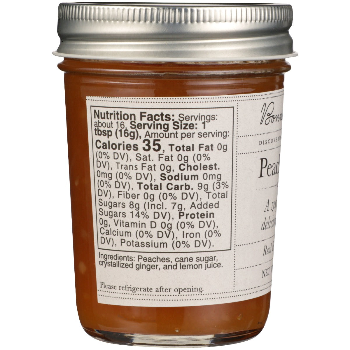 Bonnies Jams: Peach Ginger Jam, 8.75 Oz