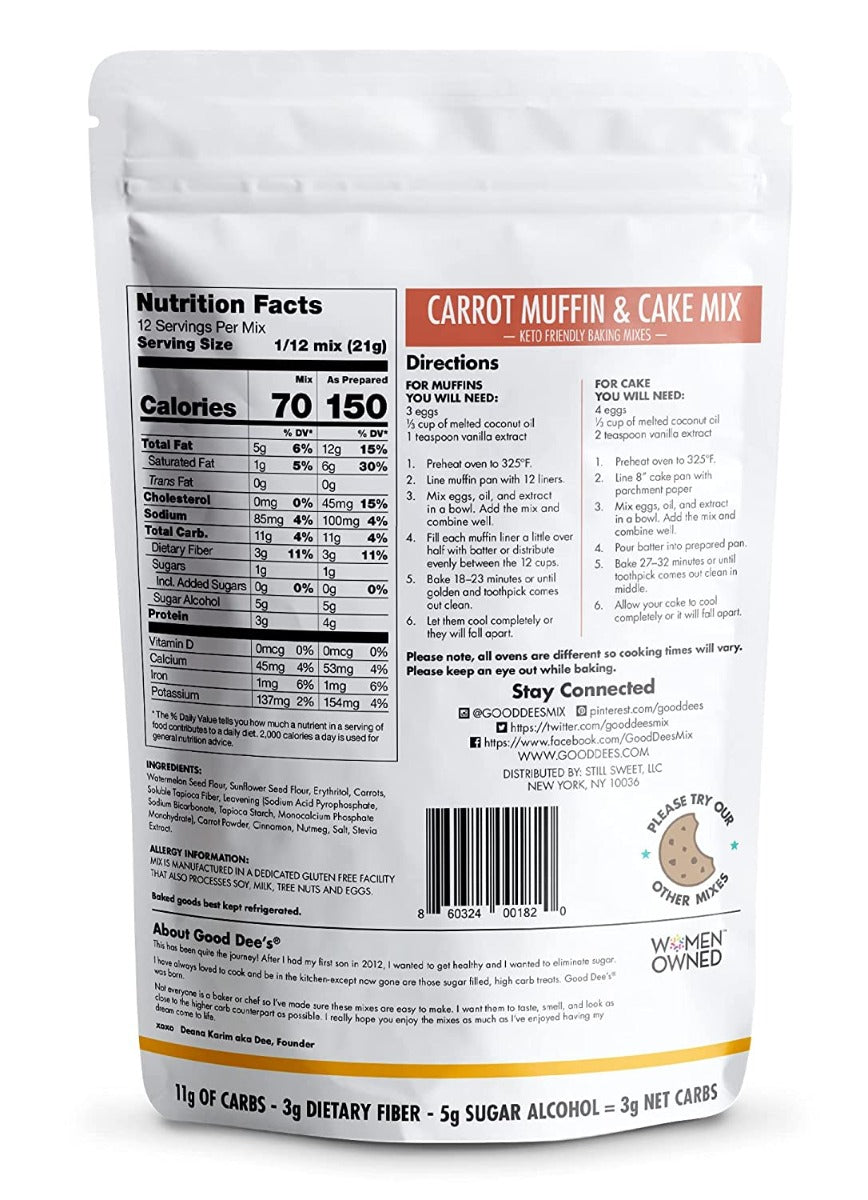 Good Dees: Carrot Muffin Cake Mix, 8.8 Oz