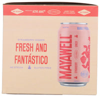 Mayawell: Strawberry Ginger Prebiotic Soda 4Pk, 48 Fo