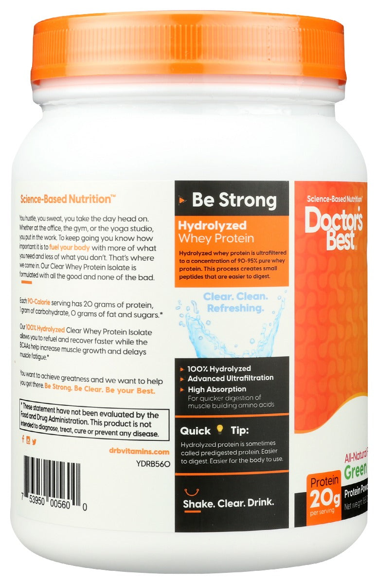 Doctors Best: Clear Whey Protein Isolate Green Apple, 525 Gm