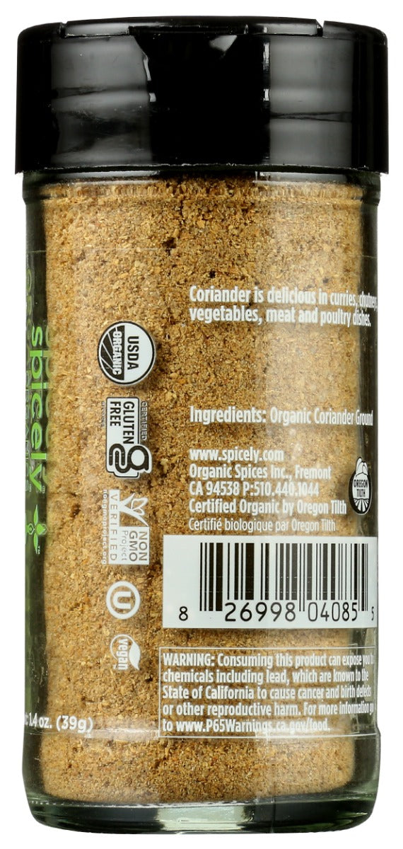 Spicely Organics: Organic Coriander Ground Jar, 1.4 Oz