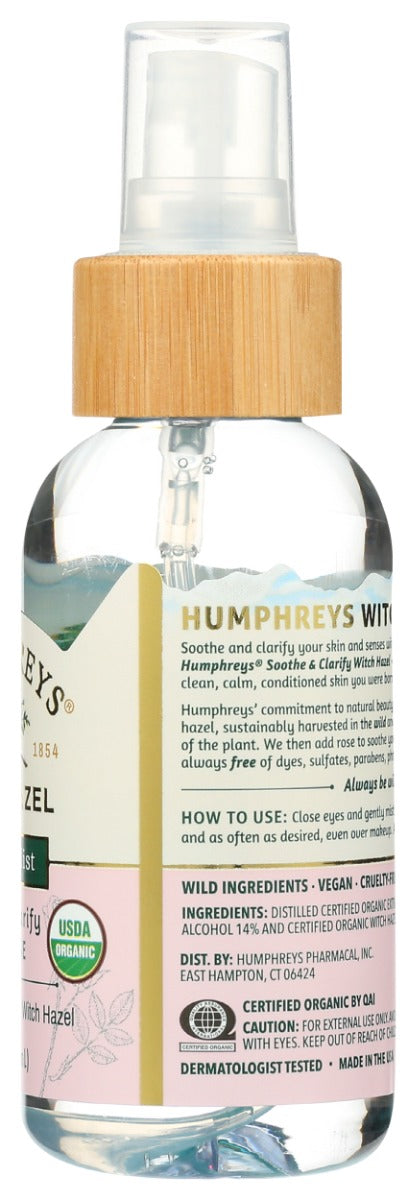 Humphreys: Witch Hazel Rose Organic Mist, 3.3 Oz