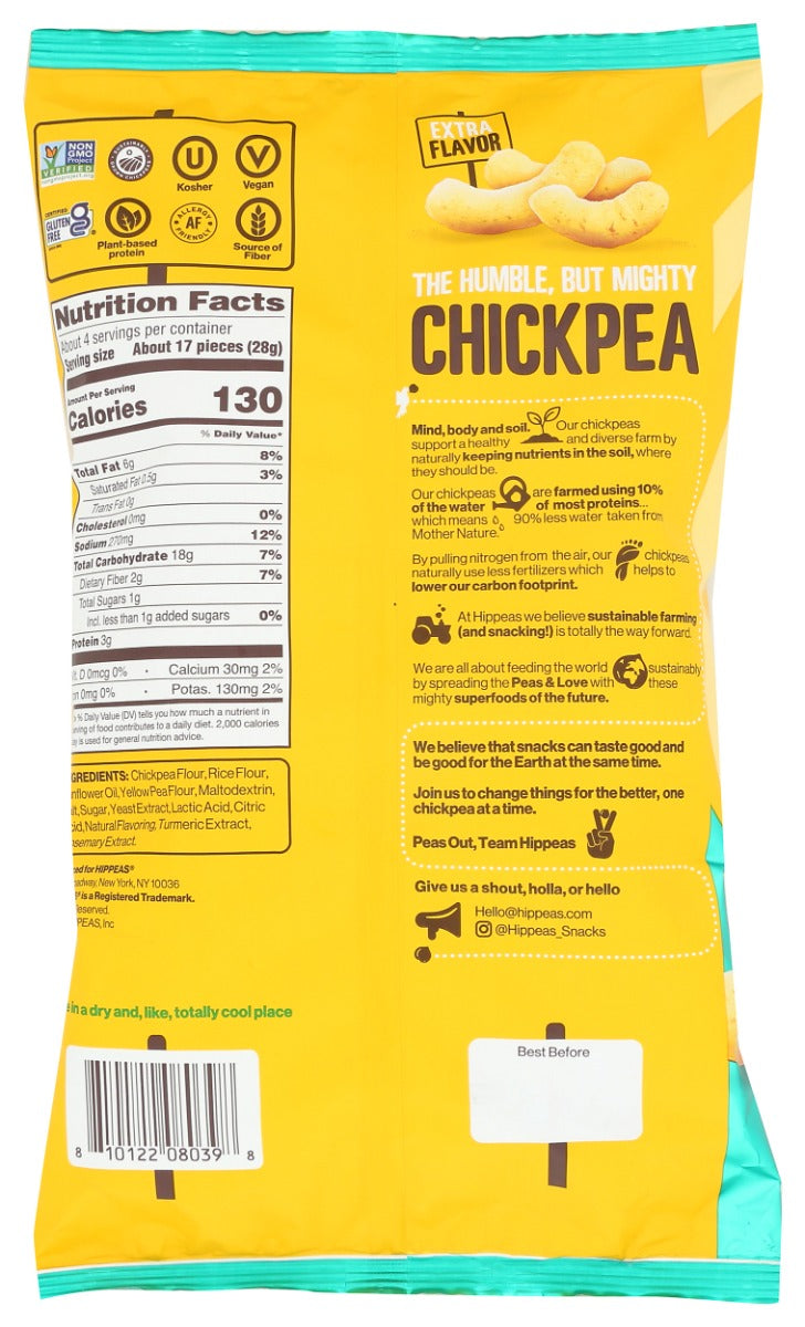 Hippeas: Vegan White Cheddar Explosion Chickpea Puffs, 3.75 Oz