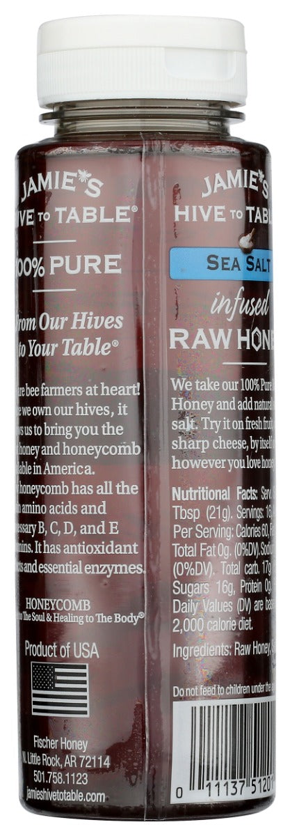 Hive To Table Honey Farms: Pure Sea Salt Infused Raw Honey, 12 Oz