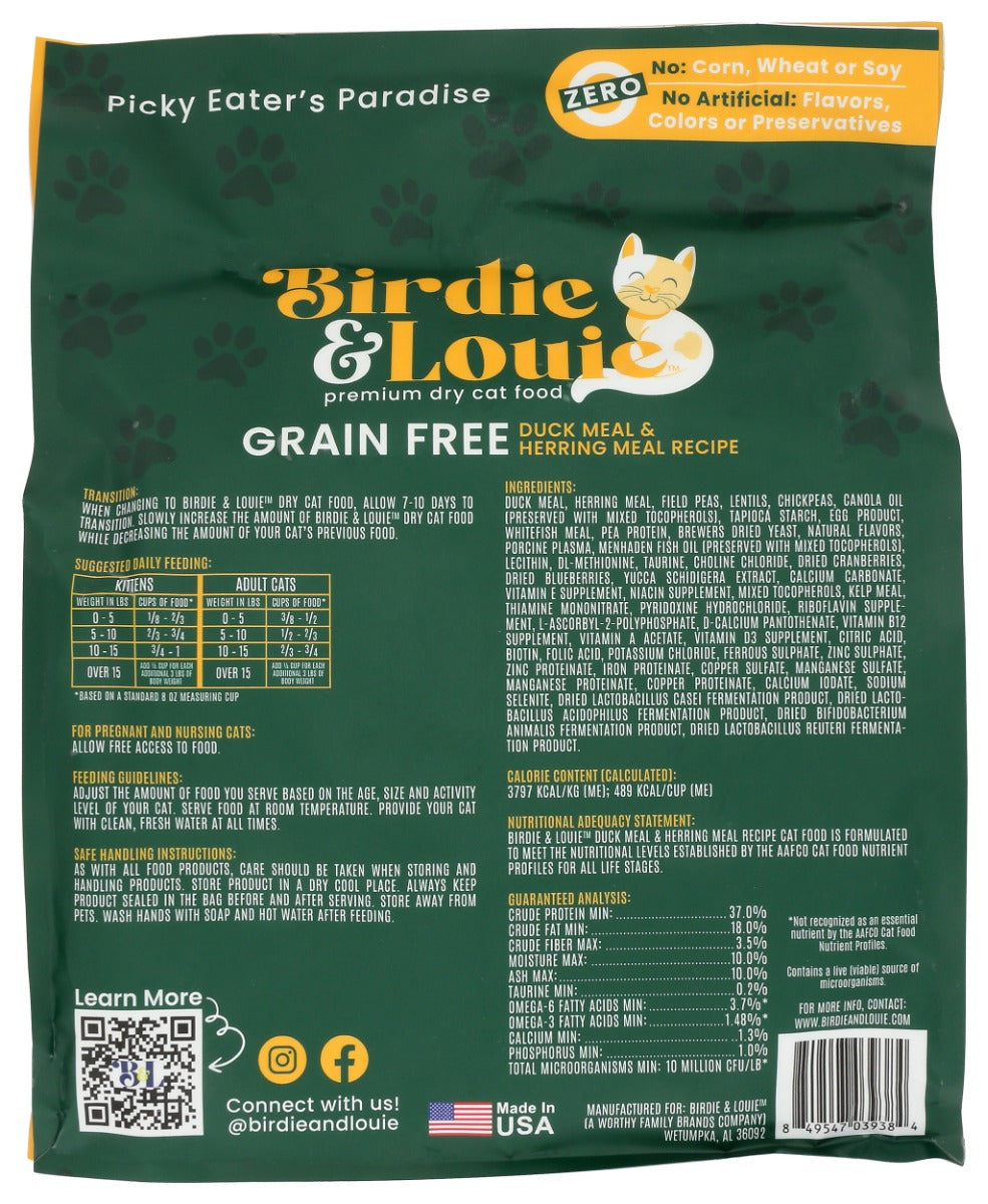 Birdie & Louie: Duck Meal And Herring Meal Recipe Dry Cat Food, 3.5 Lb