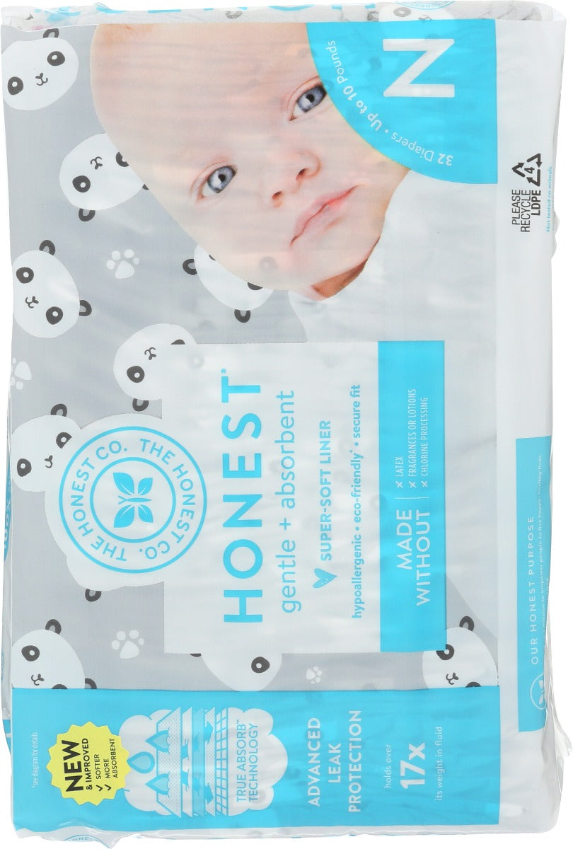 The Honest Company: Diaper Pandas Size Nb, 32 Pk