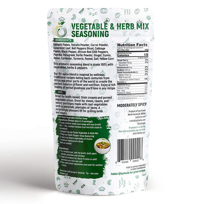 Iya Foods Llc: Vegetable And Herb Seasoning Mix, 2 Oz