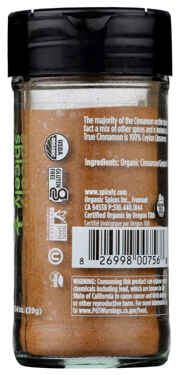 Spicely Organics: Organic Cinnamon Ceylon Ground Jar, 1.4 Oz